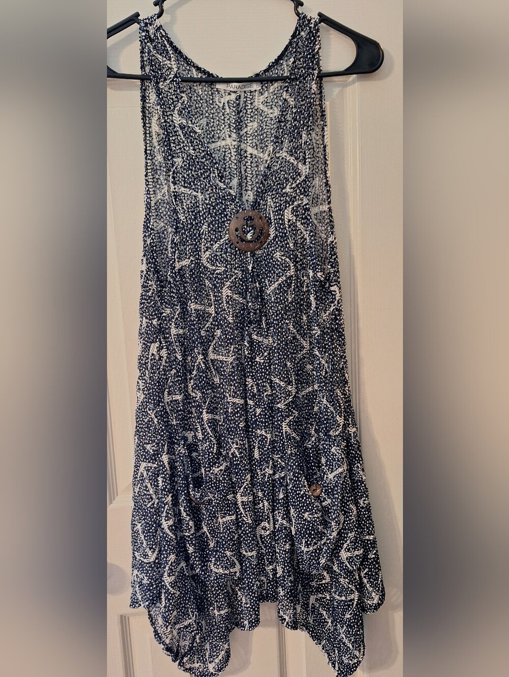 Paradise Navy Anchor Pattern Swim Cover Up Dress Size M/L - Picture 2 of 8